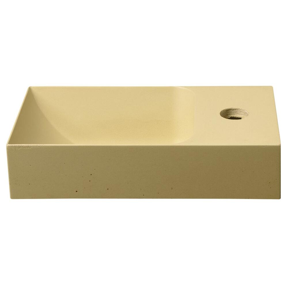 PICCOLINO Beton-Waschbecken 30,8x10x17cm, Armaturloch rechts, Gelb