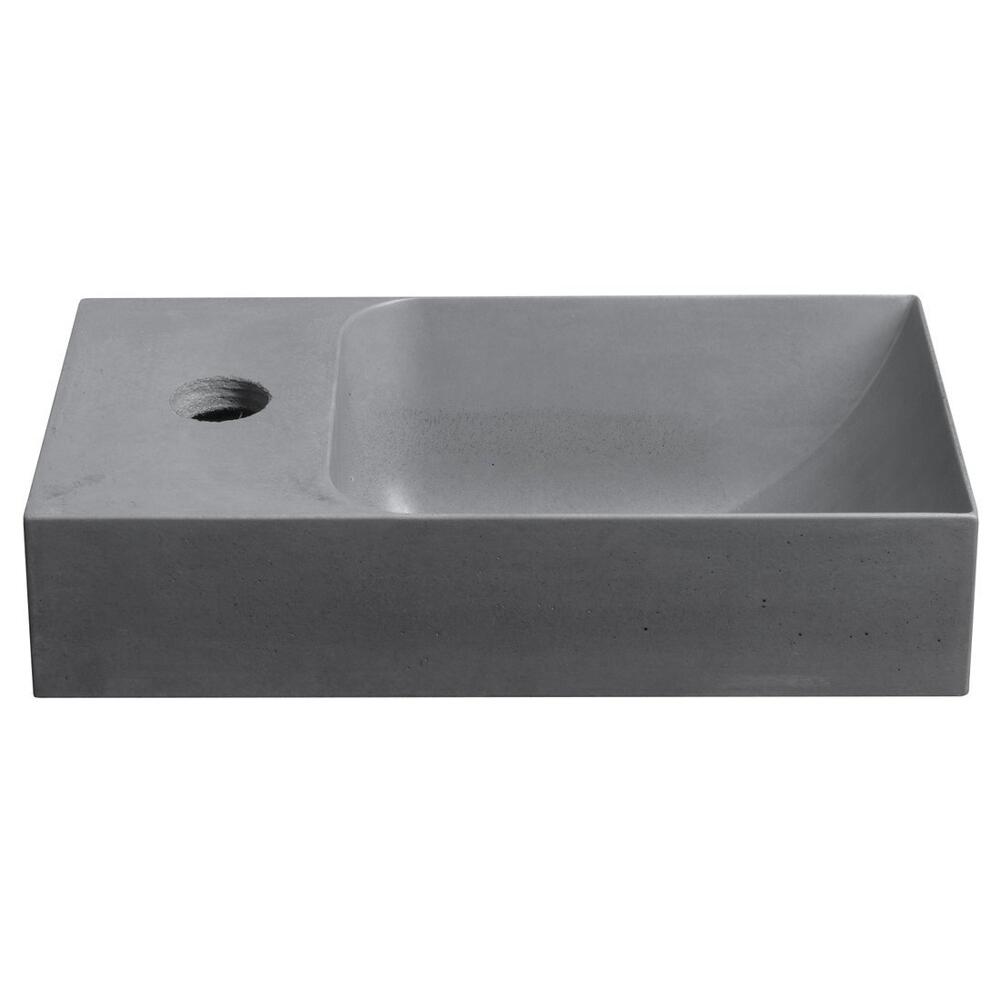 PICCOLINO Beton-Waschbecken 30,8x17cm, Wasserhahn linken, Grau matt