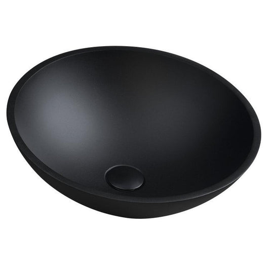 TELICA Glaswaschbecken für Arbeitsplatte Ø 42cm, Schwarz matt