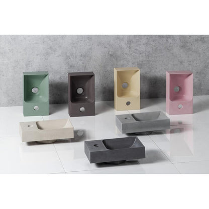 PICCOLINO Beton-Waschbecken 30,8x17cm, Wasserhahn linken, Rosa matt