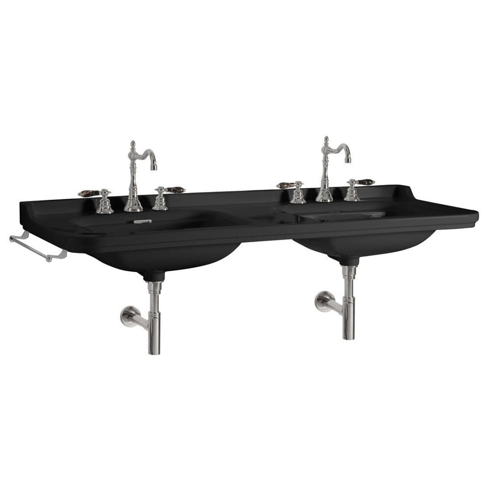 WALDORF Keramik-Doppelwaschtisch 150x55cm, schwarz matt