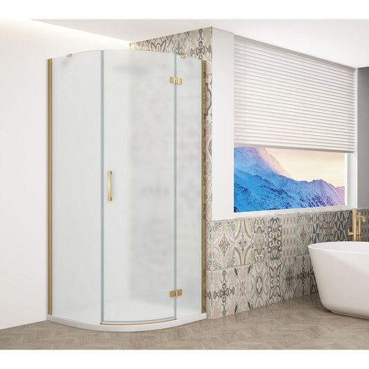 TRINITY GOLD MATT Duschabtrennung Viertelkreis 900x900mm, Mattglas, rechts