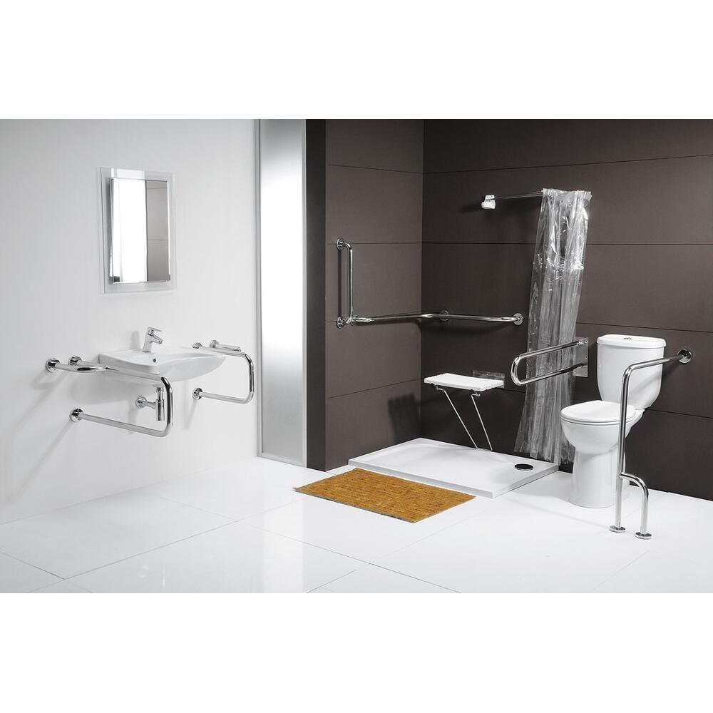 HANDICAP Stützgriff rechts 800x850mm, polierter Edelstahl