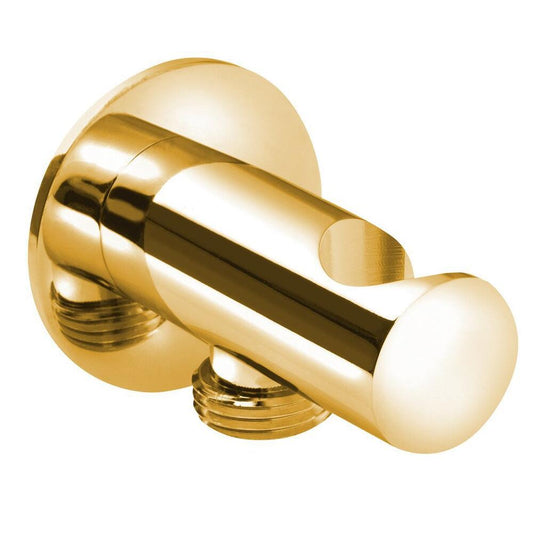 Brausehalter rund, mit Schlauchanschluss, gold