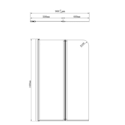 WILA Wannenabtrennung 900x1400mm, Chrom, Klarglas