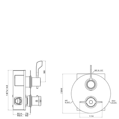 LEA Unterputz Thermostat-Duscharmatur , Medizinischer Hebel, Chrom