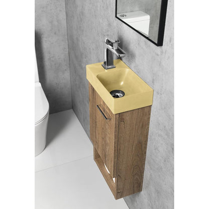 PICCOLINO Beton-Waschbecken 30,8x17cm, Wasserhahn linken, Gelb matt