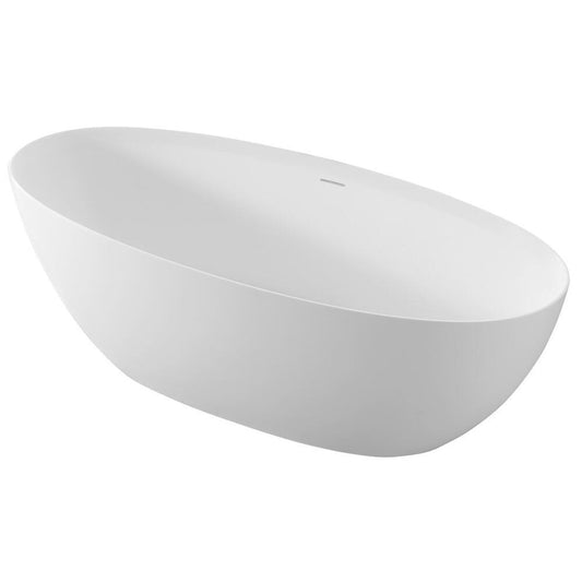 NOYA Freistehende Badewanne 170x76cm, Gußstein weiß matt