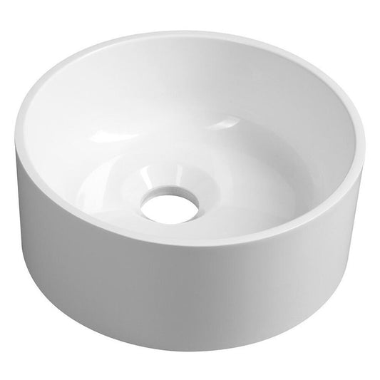 SANNA Gussmarmor-Waschtisch zum Aufsetzen, rund 25cm, weiß