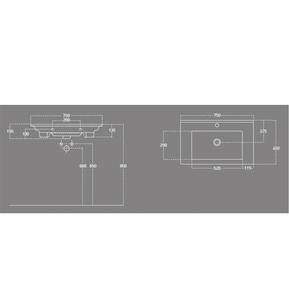 ZUNO 75 Keramik-Waschtisch 75x45cm, weiss