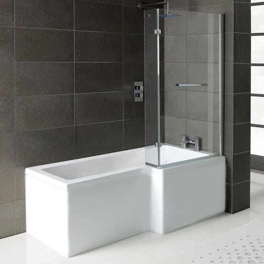 Raumsparwanne SYNA 150x85/70 cm rechts, mit Wannenträger und Duschkabine