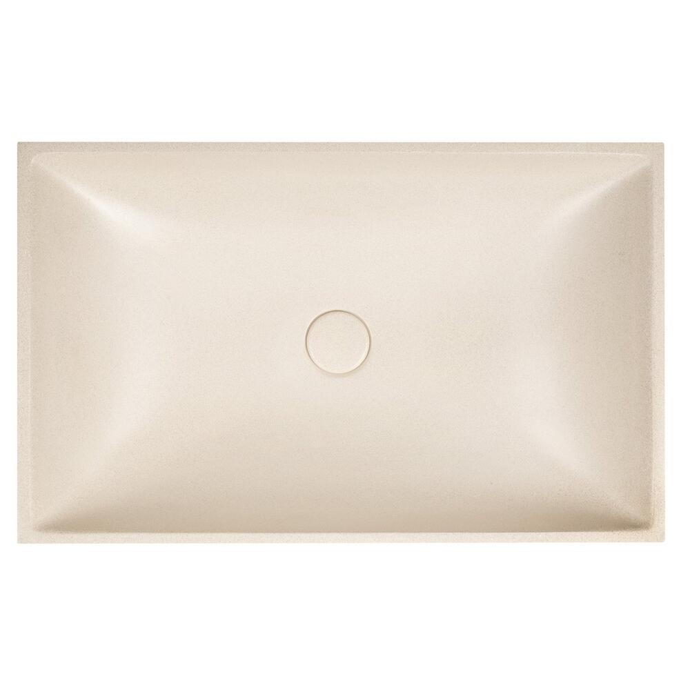 TARANT Betonwaschbecken mit Ablaufgarnitur, 58x36cm, weißer Sandstein