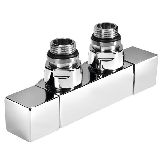 CUBE TWIN Badheizkörper-Anschlussgarnitur für Mittelanschluss, 50mm, Chrom