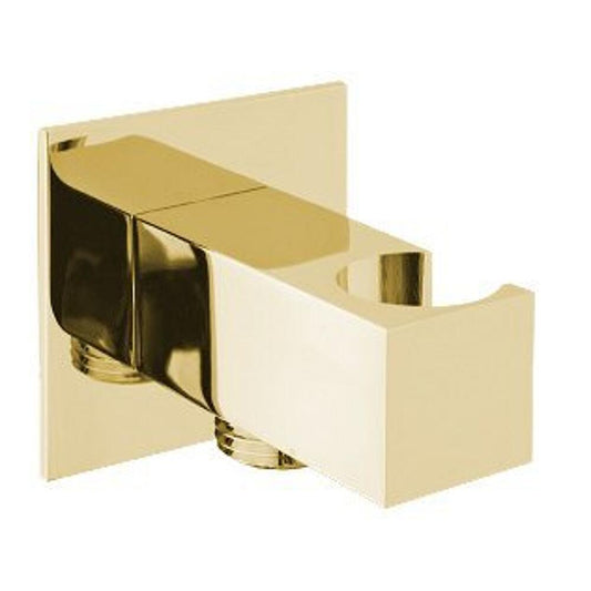 Brausehalter eckig, fest, mit Schlauchanschluss, Gold