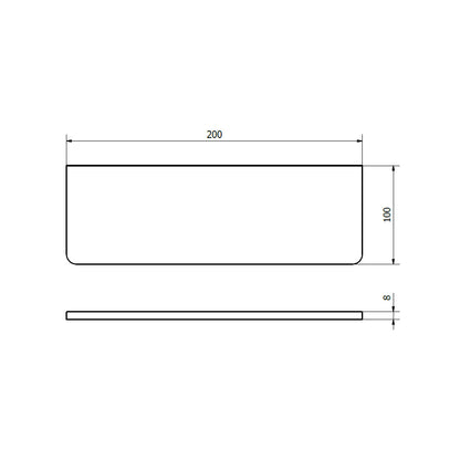 Ablage 200x100x8mm, Milchglas