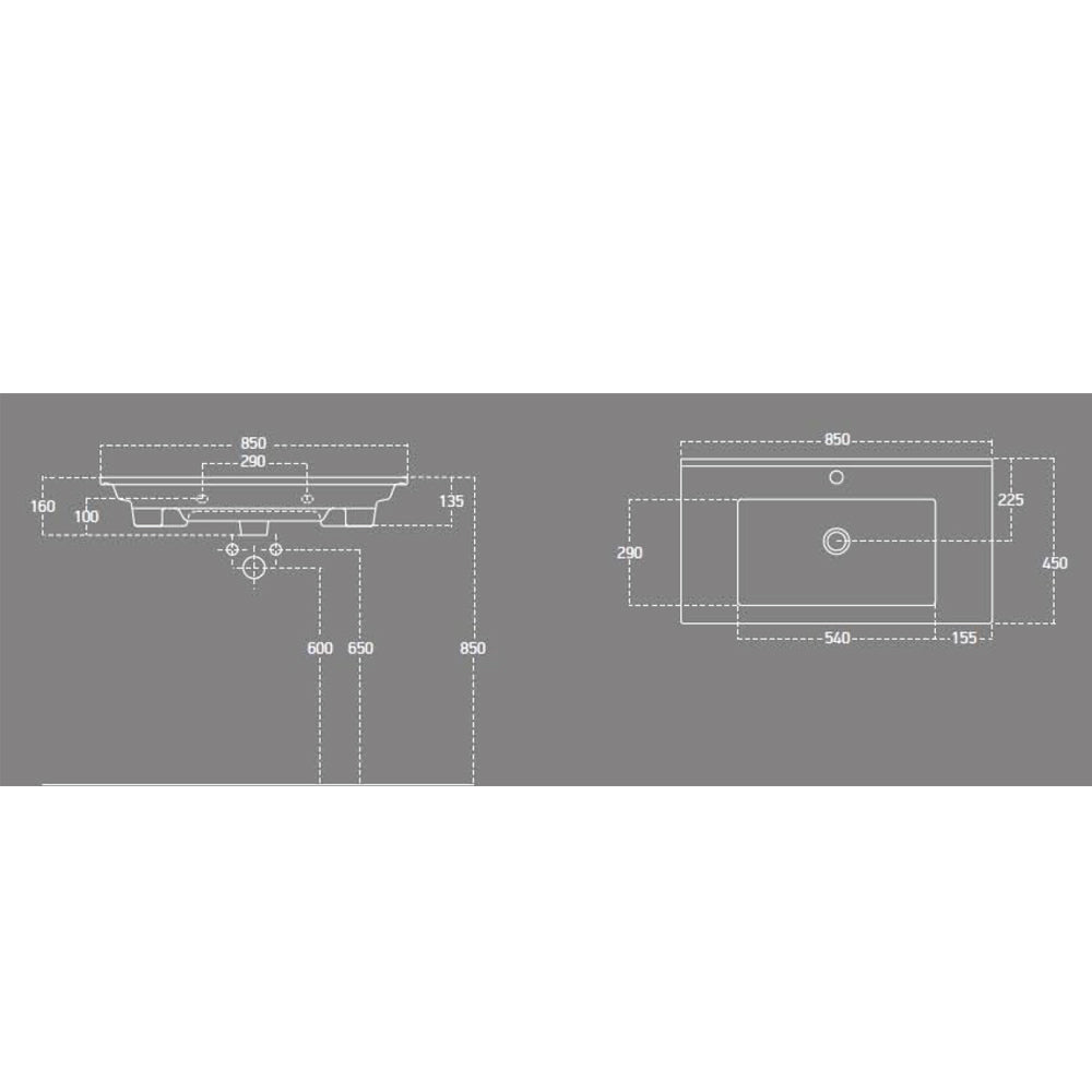 ZUNO 85 Keramik-Waschtisch 85x45cm, weiss