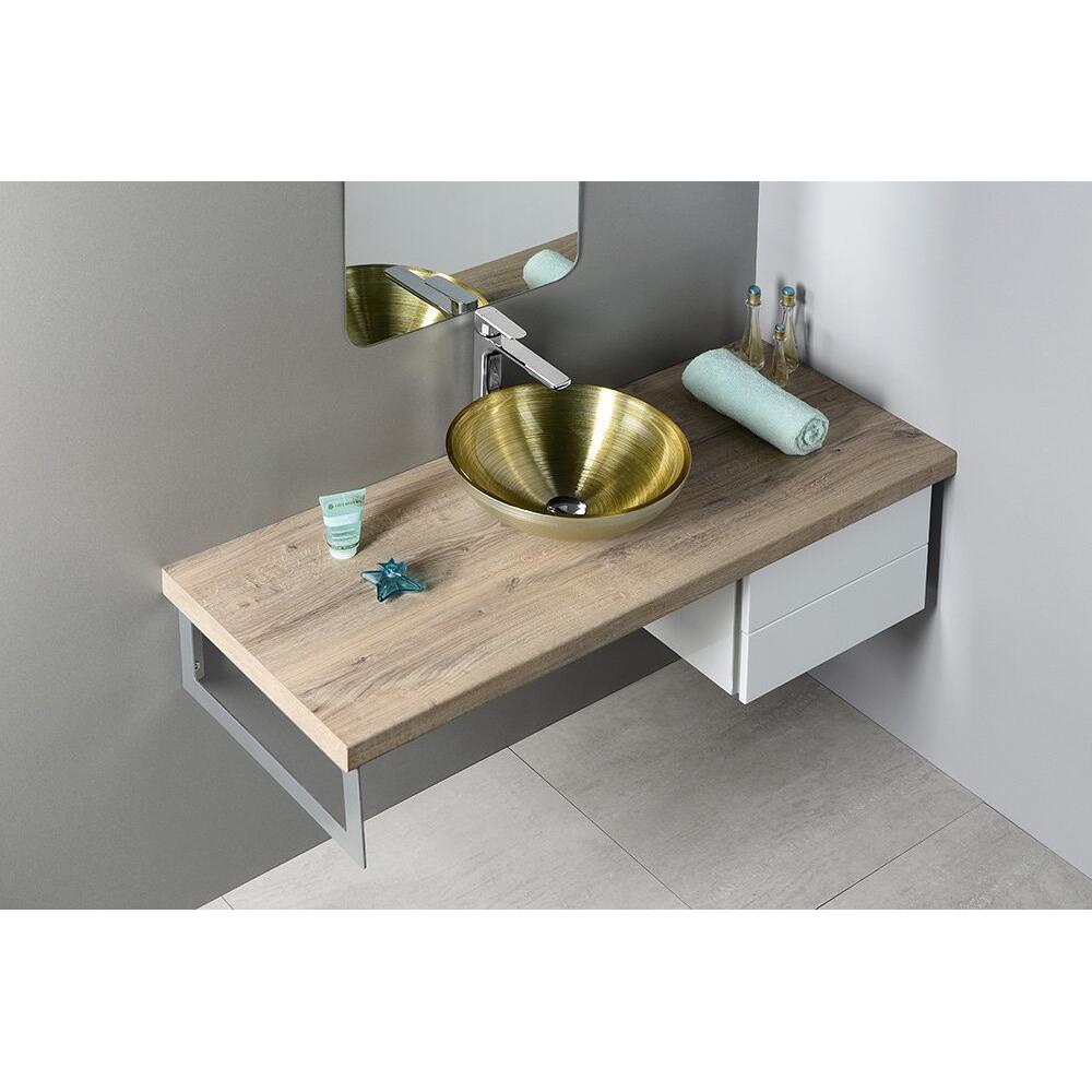 MURANO SOFT BROWN Glaswaschbecken zum Aufsetzen, Durchmesser 40cm, Beige/Silber