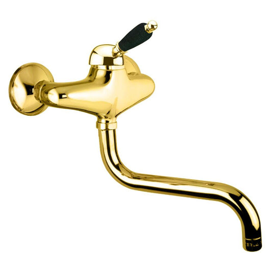 KIRKÉ BLACK Wandarmatur, schwarzer Hebel, gold