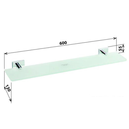 X-SQUARE Glasablage 600x55x130mm, Milchglas, Chrom