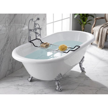 Messingregal für die Badewanne, 20x88cm, Chrom/Schwarz