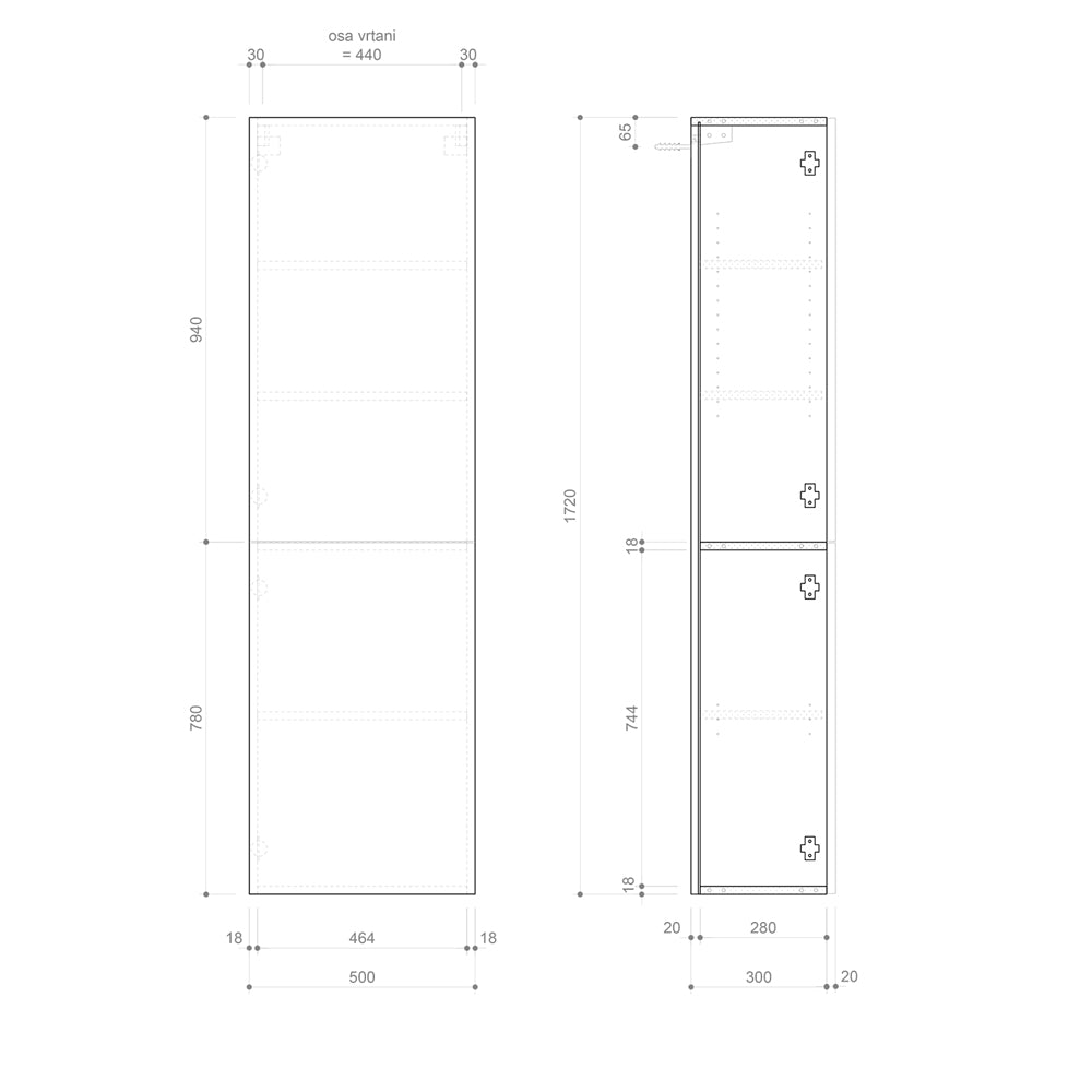 ESPACE Schrank 50x172x32cm, 2x Tür, links/rechts, anthrazit