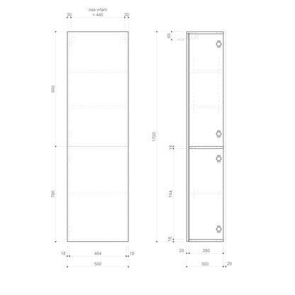 ESPACE Schrank 50x172x32cm, 2x Tür, links/rechts, anthrazit