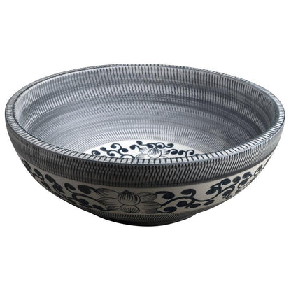 PRIORI Keramik-Waschtisch Ø 41 cm, blaues Muster
