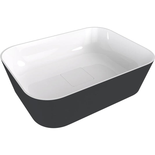 BANERA SQUARE Aufsatz-Waschtisch, Gussmarmor, 50x36cm, weiß/Anthrazit matt