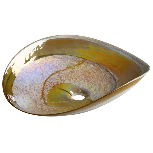 MURANO DECORA NERO Glaswaschbecken zum Aufsetzen, 51x45cm, Oval, ivory/topaz