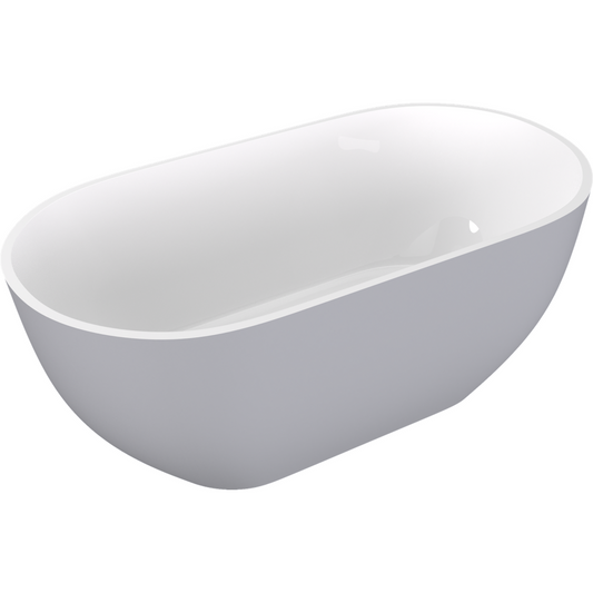 REDUTA Freistehende Badewanne, Gussmarmor 171x81x58cm, Weiß/Grau matt