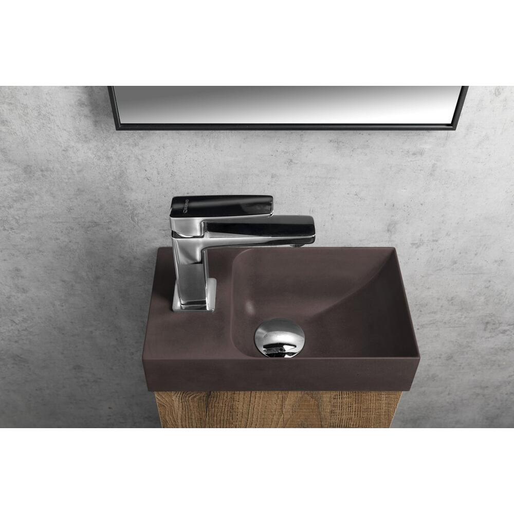 PICCOLINO Beton-Waschbecken 30,8x10x17cm,  Armaturloch links, Dunkelbraun