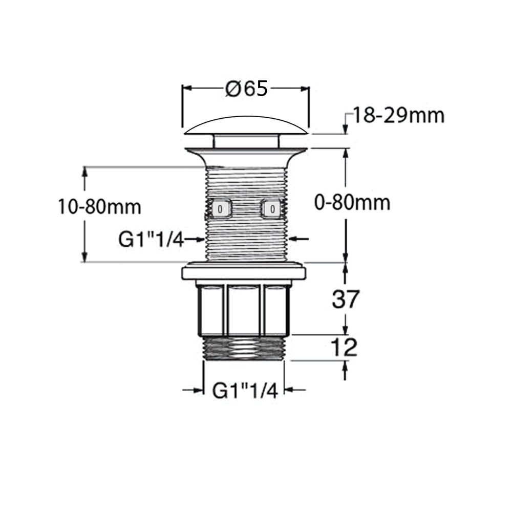 Wachbecken-Ablaufgarnitur 5/4", klick-klack, Beton-Stopfen, 10-80mm, Sand matt
