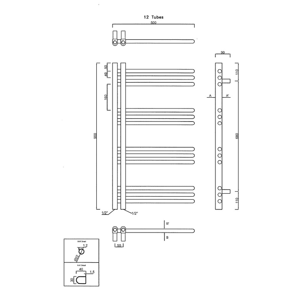 DORLION Badheizkörper 500x900mm, Weiß