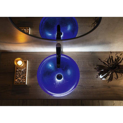 MURANO BLU Glaswaschbecken zum Aufsetzen, Durchmesser 40cm, Blau