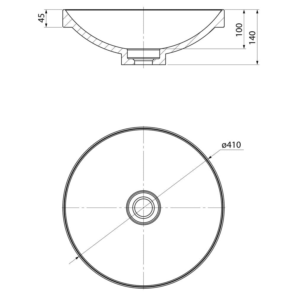 VERTO Einbauwaschtisch, Gussmarmor, Durch. 40,5cm, Weiß matt
