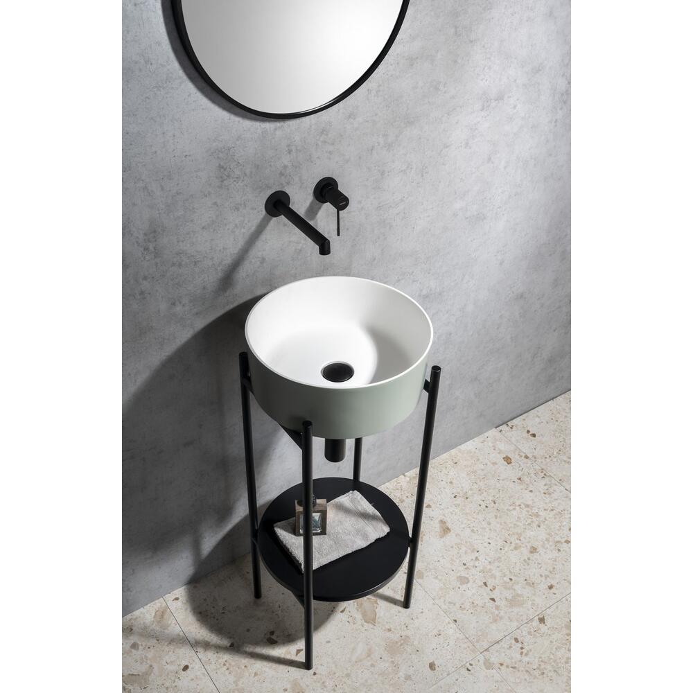 THIN Waschtisch für Arbeitsplatte Ø38 cm, grün/Weiß matt