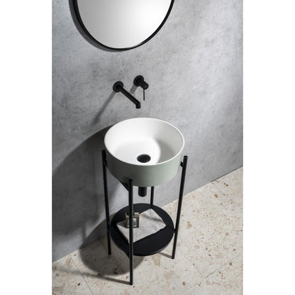 THIN Waschtisch für Arbeitsplatte Ø38 cm, grün/Weiß matt