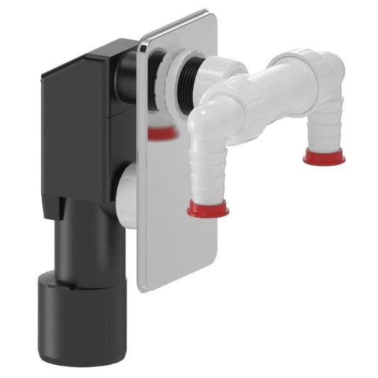 Unterputz-Waschmaschinensiphon, 2x Anschluss, DN40/50, polierter Edelstahl