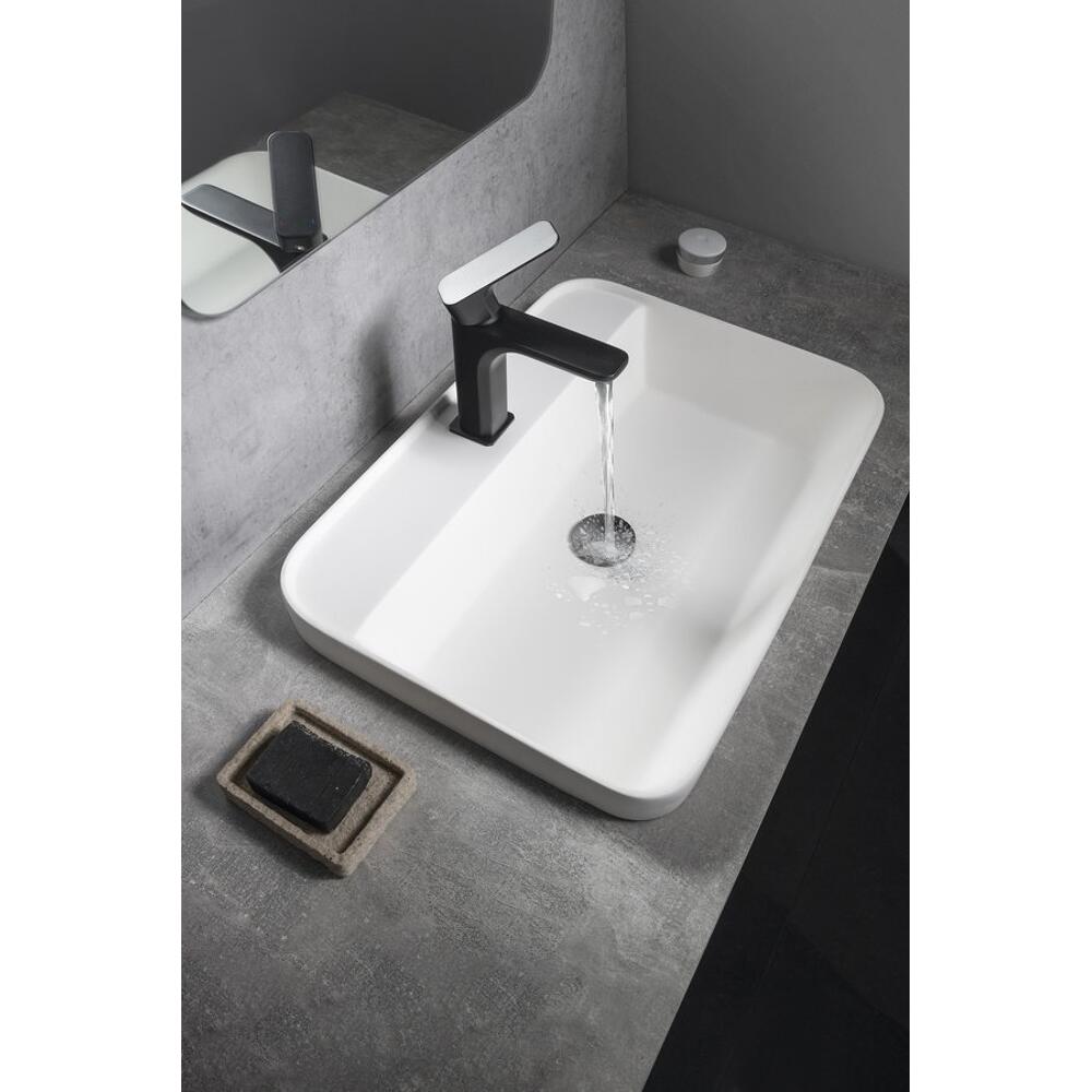 BRAHEA Einbauwaschbecken, Rockstone, 55x39 cm, Weiß matt