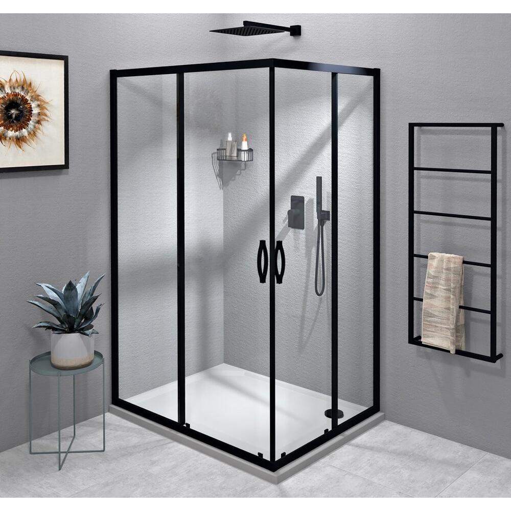 SIGMA SIMPLY BLACK Rechteck-Duschabtrennung 1200x1000 mm, L/R Variante, Eckeinstieg, Klarglas