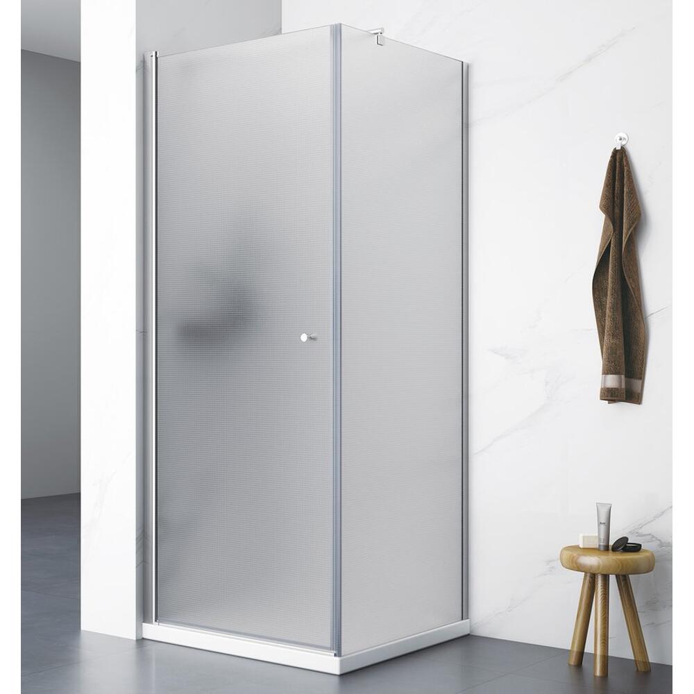 PILOT Duschkabine,900x900 mm, mit Drehtür, Brick Glas