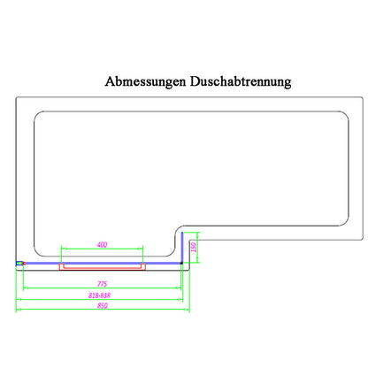 SYNA Badewanne mit Duschzone 167,5x85/70x40 cm, links, weiß