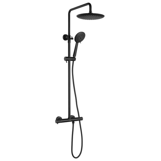 SOLARIS Duschsäule mit Thermostat-Armatur, Schwarz matt