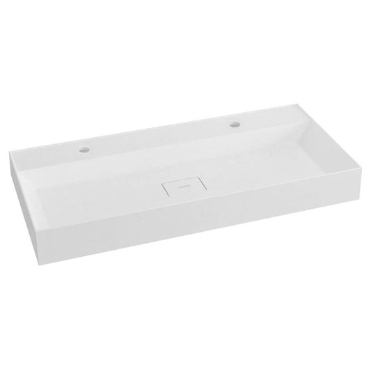 GODIVA Gussmarmor-Waschtisch, 2x Armaturloch, 96x44cm, weiß