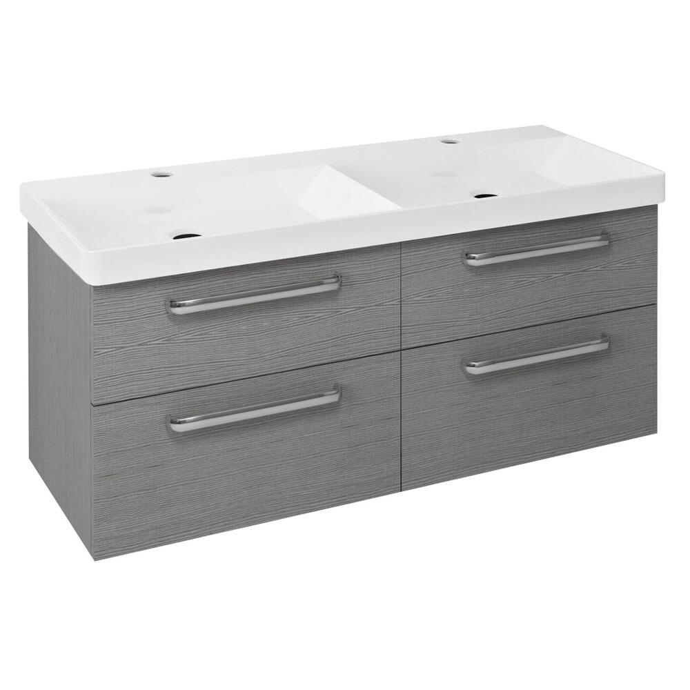 THEIA Doppelunterschrank 116x50x44,2cm, 4xSchublade, Silbereiche