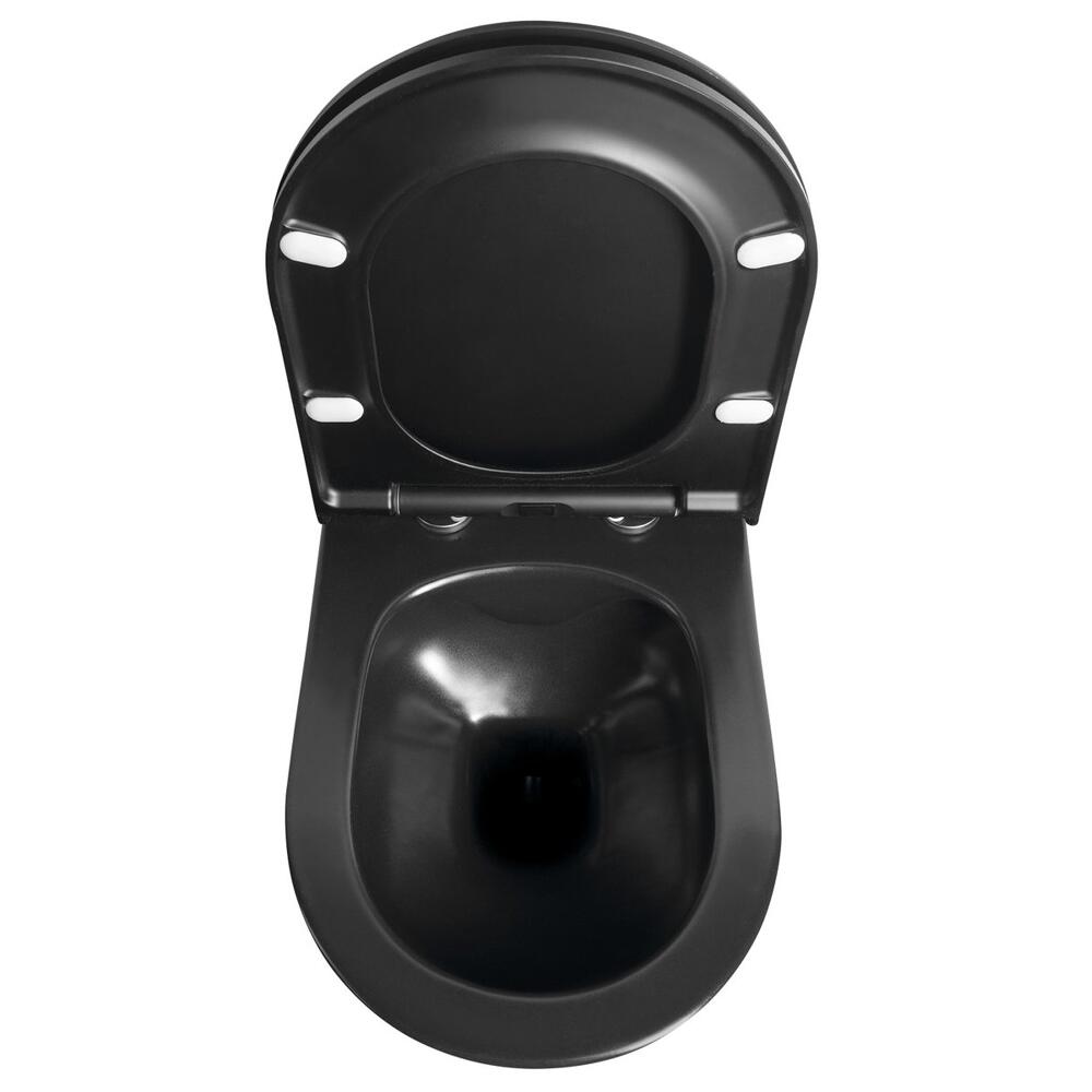 AVVA Hänge-WC, spülrandlos, 35,5x53cm, schwarz matt