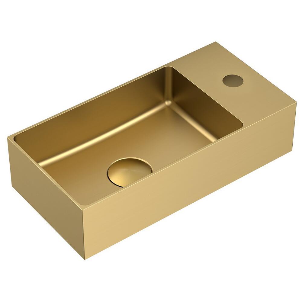 AURUM Edelstahl-Waschtisch, 36,5x18cm, inklusive Ablauf ,Gold matt