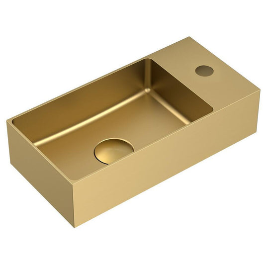AURUM Edelstahl-Waschtisch, 36,5x18cm, inklusive Ablauf ,Gold matt