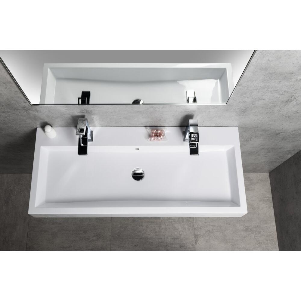 ORINOKO Waschtisch, Marmor, 100x42 cm, 2 Armaturlöcher,  Weiß