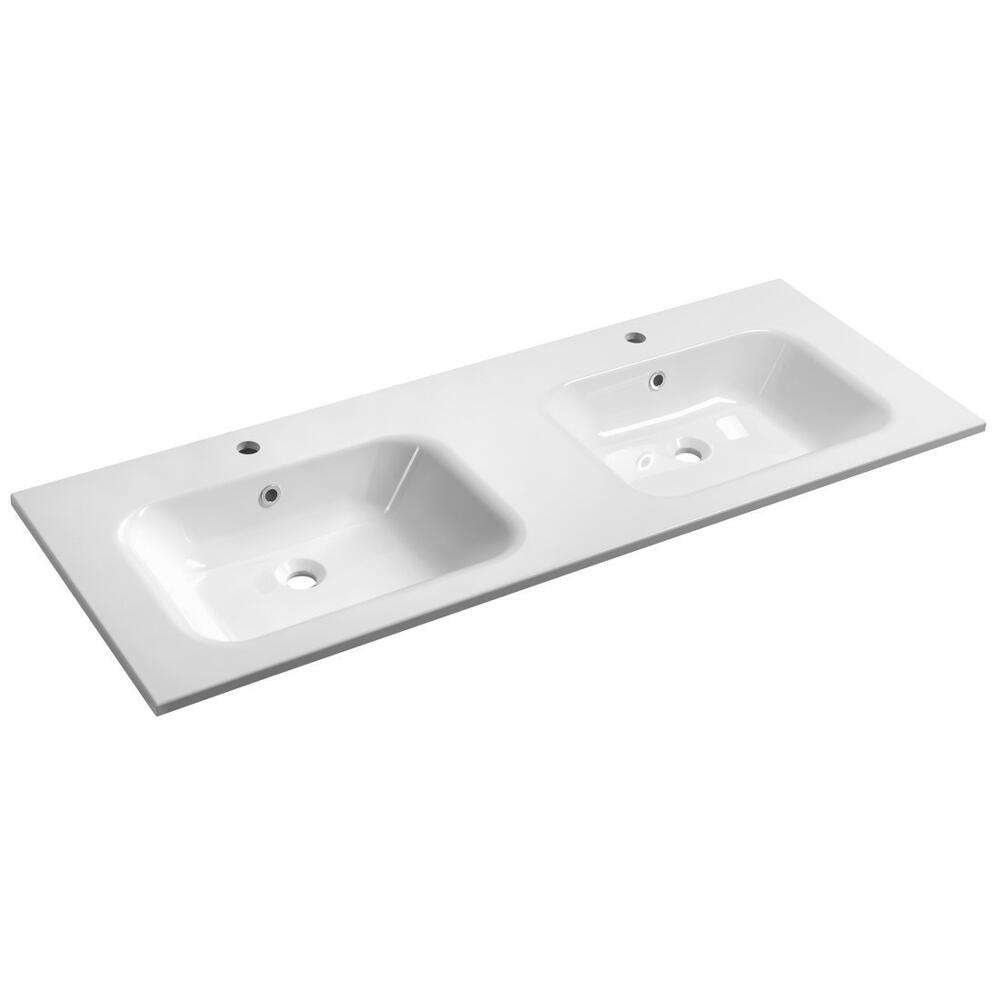 ARECA Gussmarmor-Doppelwaschtisch 141x51,5cm, weiß